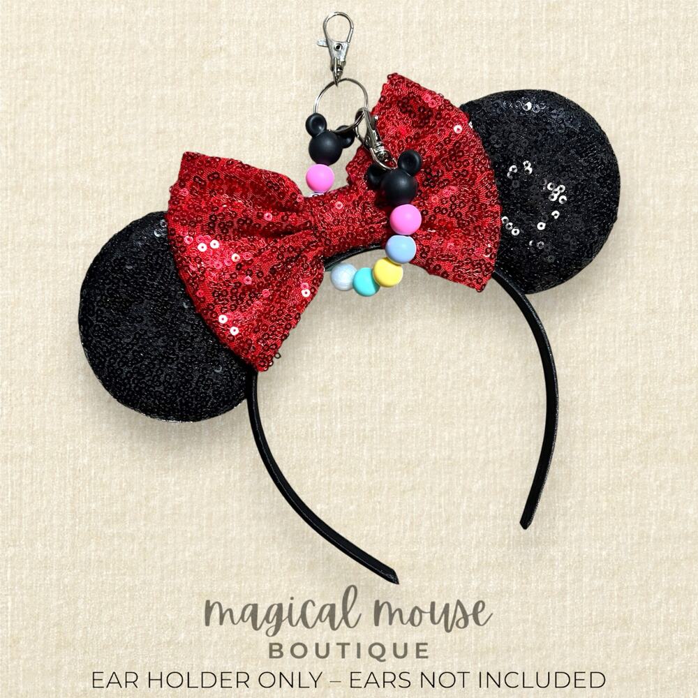 Pastel Rainbow Mouse Ear Holder | Minnie Ear Holder | Disney Park Bag Clip